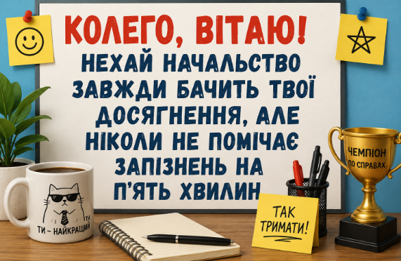 Смішні привітання з днем народження колезі відкритка