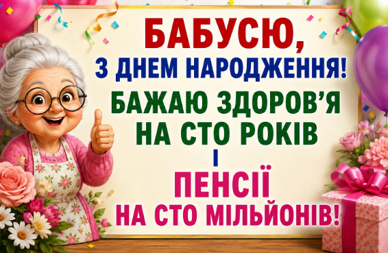 Смішні привітання з днем народження бабусі картинка