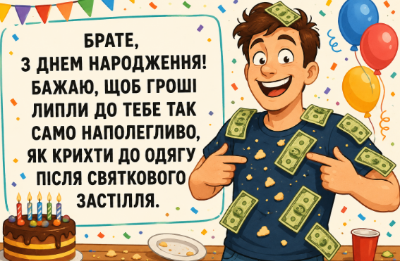 Смішні привітання з днем народження брату відкритка