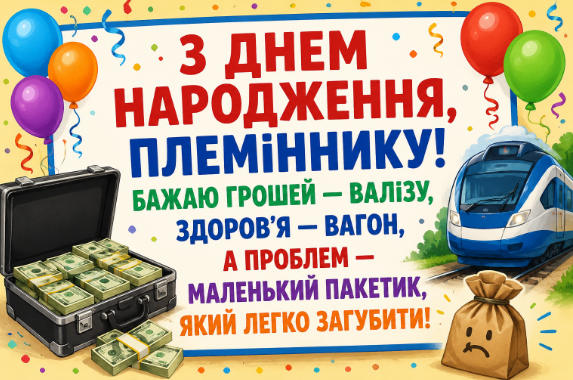 Смішні привітання з днем народження племіннику відкритка